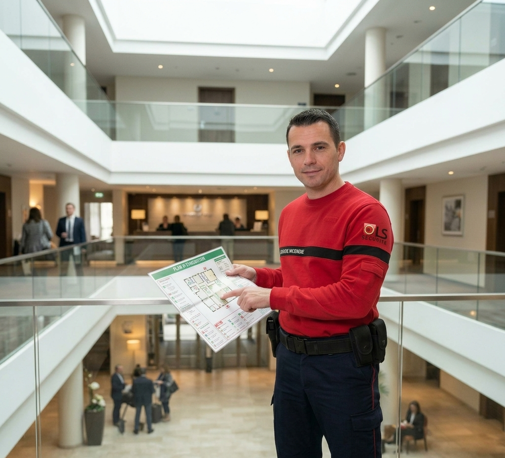 Agent SSIAP sécurité incendie CLS Sécurité avec plan d'évacuation à Lyon